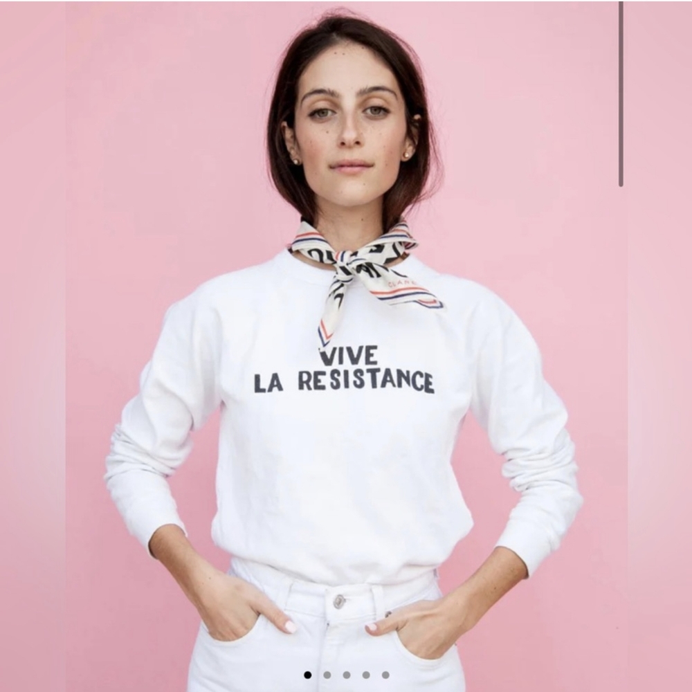 Clare V vive la resistance sweatshirt | distressed w/ Holes
